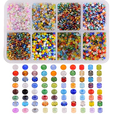 160G 8 Style Glass Seed Beads SEED-SZ0001-009-1