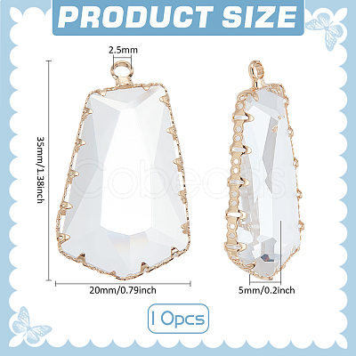10Pcs Clear Glass Pendants GLAA-BC0001-37-1
