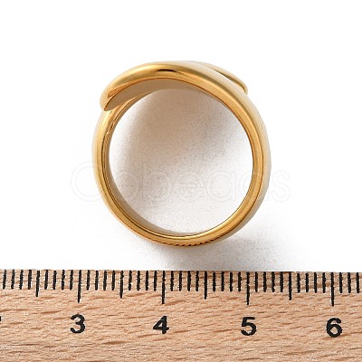 Ion Plating(IP) 304 Stainless Steel Plain Band Wrap Cuff Ring RJEW-L103-01-G-1