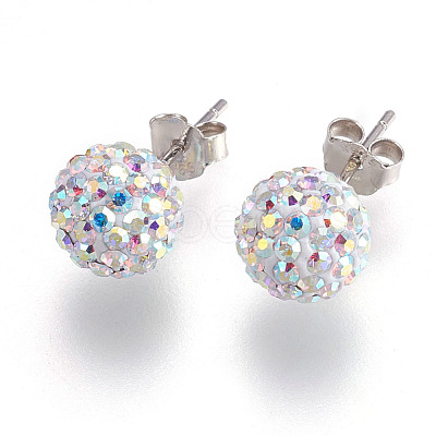 Gifts for Her Valentines Day 925 Sterling Silver Austrian Crystal Rhinestone Ball Stud Earrings for Girl Q286H021-1