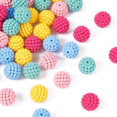 50Pcs 5 Colors Rubberized Style Acrylic Beads SACR-TA0001-32-1