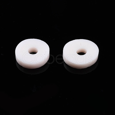Flat Round Handmade Polymer Clay Beads CLAY-R067-8.0mm-27-1