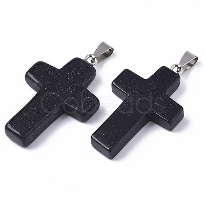Synthetic Blue Goldstone Pendants G-Q512-012-1