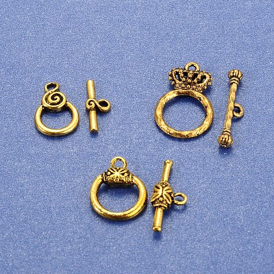 Mixed Tibetan Style Toggle Clasps TIBE-PH0004-11-1