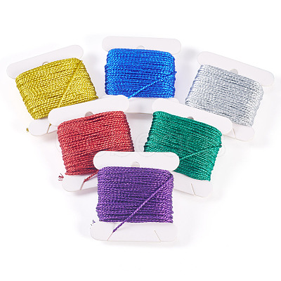 6Pcs 6 Colors 12-Ply Polyester Metallic Embroidery Threads DIY-TAC0020-74-1
