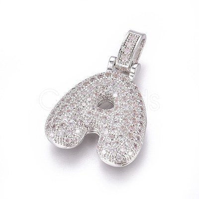 Platinum Plated Brass Micro Pave Cubic Zirconia Pendants ZIRC-L075-52A-P-1