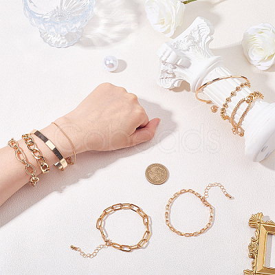 2 Sets 2 Styles Alloy Chain Bracelets & Bangles Set for Women BJEW-SP0001-34B-1