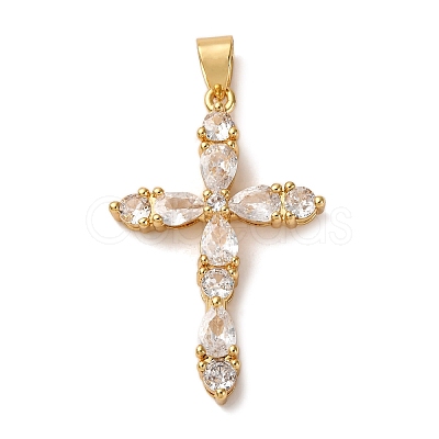 Brass Micro Pave Clear Cubic Zirconia Pendants LS-ZIRC-M117-37G-1