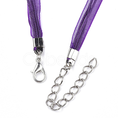 Waxed Cord and Organza Ribbon Necklace Making NCOR-T002-193-1