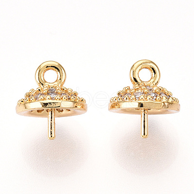 Brass Micro Pave Clear Cubic Zirconia Peg Bails KK-N254-173G-1