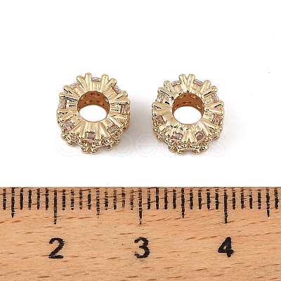 Brass Micro Pave Cubic Zirconia Beads KK-K374-20G-1