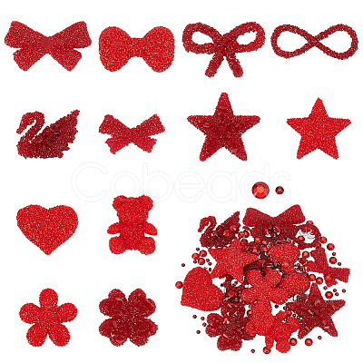 224Pcs 14 Styles Resin Rhinestone Iron on/Sew on Cloth Patches PATC-OC0001-03-1