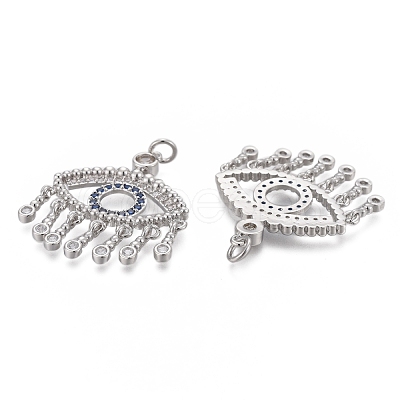 Brass Micro Pave Clear Cubic Zirconia Pendants KK-F821-16P-1