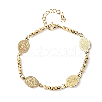Religion 304 Stainless Steel Link Bracelets BJEW-F524-04B-G-1