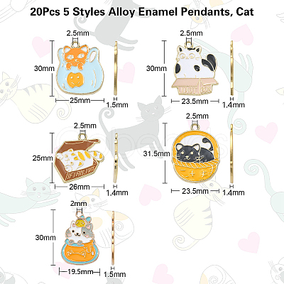 20Pcs 5 Styles Alloy Enamel Pendants ENAM-CJ0005-02-1