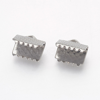 Tarnish Resistant 304 Stainless Steel Ribbon Crimp Ends STAS-G187-24P-8.5mm-1