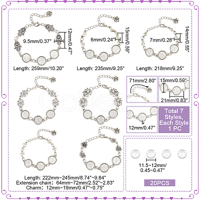 Unicraftale 7Pcs 7 Styles Alloy Bracelets & Anklets Making MAK-UN0001-46-1