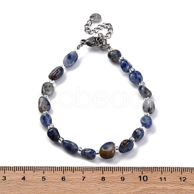 Natural Sodalite Beaded Bracelets for Women G-P563-07P-12-1