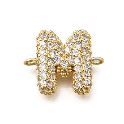 Brass Micro Pave Cubic Zirconia Letter Links X-KK-I717-04M-1