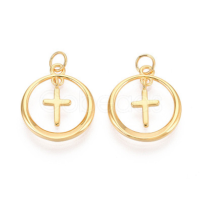 925 Sterling Silver Ring with Cross Pendants STER-N016-103G-1