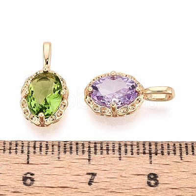 Brass with Cubic Zirconia Pendants KK-T073-34G-1