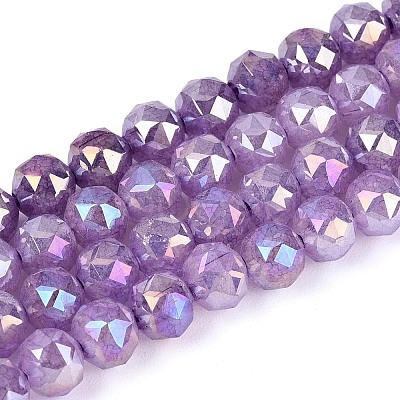 Anti-Tarnish Electroplate Glass Beads Strands GLAA-N064-6mm-02-1