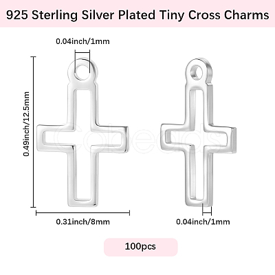 100Pcs Brass Tiny Cross Charms KK-BBC0024-59S-1
