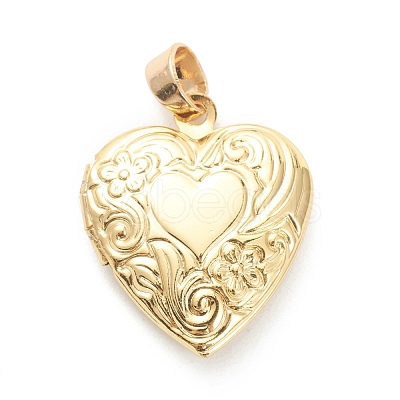 Brass Locket Pendants KK-P199-16G-1
