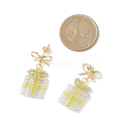 Handmade Glass Seed Beads Dangle Stud Earrings EJEW-MZ00545-03-1