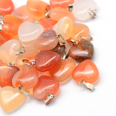 Heart Dyed Natural Agate Pendants G-Q371-01-1