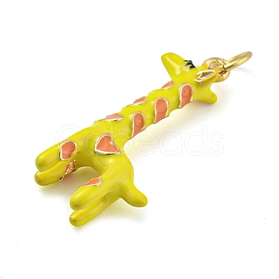 Giraffe Rack Plating Brass Enamel Pendants KK-Q804-15G-1
