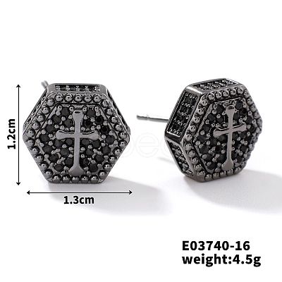 Chic Brass Cubic Zirconia Stud Earrings ZD1304-8-1
