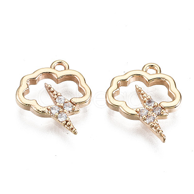Brass Micro Pave Clear Cubic Zirconia Charms KK-T056-57G-NF-1