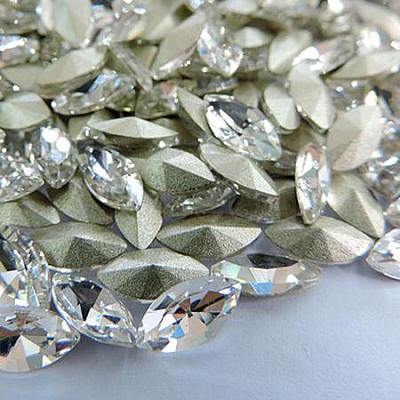 Glass Pointed Back Rhinestone Cabochons RGLA-A011-7x15mm-M-1