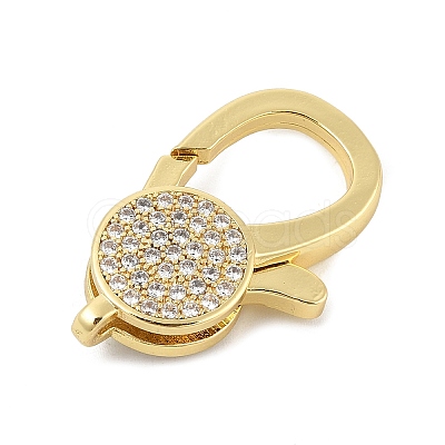 Brass Micro Pave Clear Cubic Zirconia Lobster Claw Clasps KK-P299-05G-1