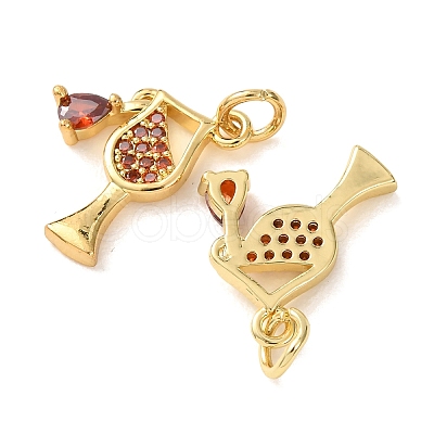 Brass Micro Pave Red Cubic Zirconia Pendants CU-E003-02G-1