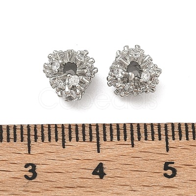Brass Clear Cubic Zirconia Beads KK-D228-23P-1