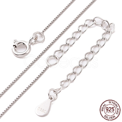 Anti-Tarnish Rhodium Plated 925 Sterling Silver Chain Necklace NJEW-A011-03A-P-1