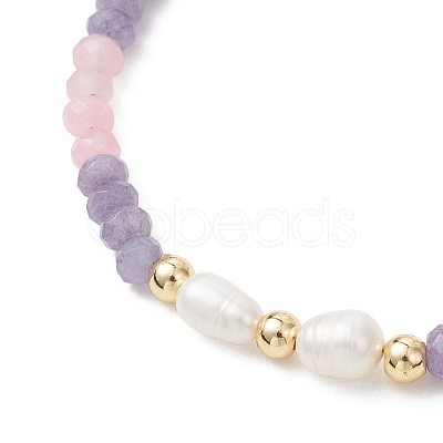Dyed Natural Malaysia Jade & Natural Cultured Freshwater Pearl Beaded Bracelets for Women BJEW-JB13154-1
