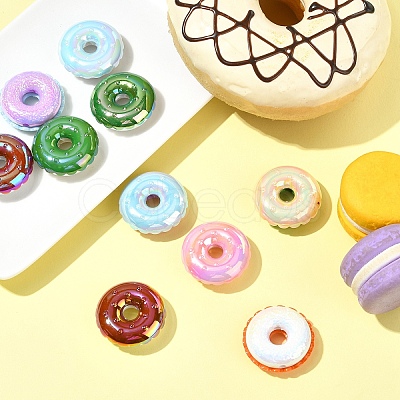 10Pcs UV Plating Opaque Acrylic Beads MACR-YW0004-39-1