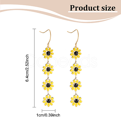 3 Pairs 3 Colors Enamel Daisy Flower Dangle Earrings EJEW-AN0001-41-1