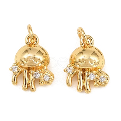 Brass Micro Pave Clear Cubic Zirconia Charms KK-Q085-03A-G-1