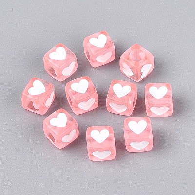 Spray Painted Transparent Acrylic Beads OACR-N140-02E-1