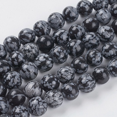 Natural Snowflake Obsidian Beads Strands G-G515-10mm-01-1