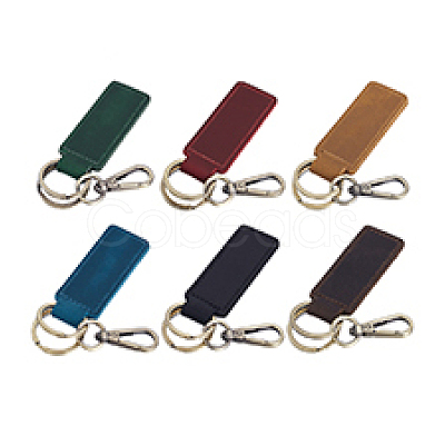 6Pcs 6 Colors Cowhide Leather Keychain KEYC-PH0002-15-1