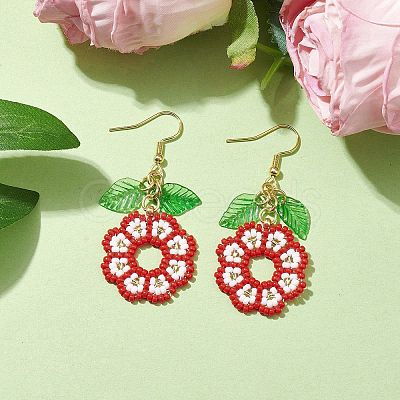 Handmade Seed Beads Dangle Earrings EJEW-MZ00143-02-1