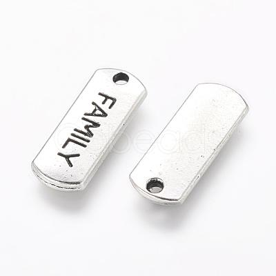 Tibetan Style Alloy Rectangle with Word Family Pendants TIBEP-Q043-057-RS-1