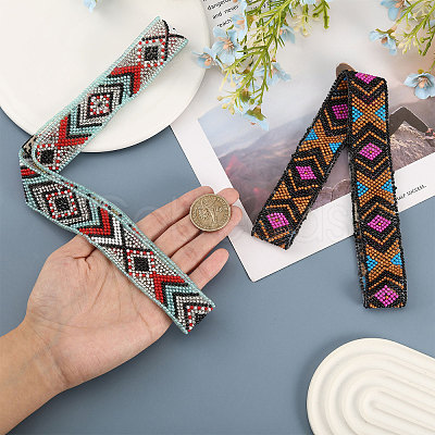 CHGCRAFT 2pcs 2 style Jute Braided & Plastic Hat Belt Sets FIND-CA0008-49-1