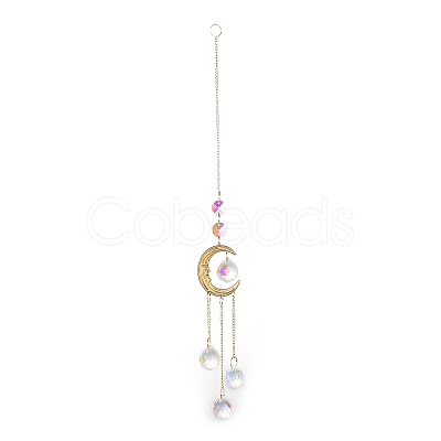 Glass Teardrop Big Pendant Decorations HJEW-M005-05B-G-1