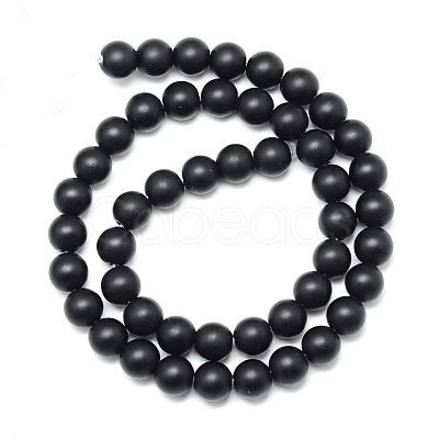 Synthetic Black Stone Bead Strands G-R345-8mm-38-1